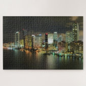 Miami Florida Night Time Skyline Jigzaag Puzzle Legpuzzel (Horizontaal)