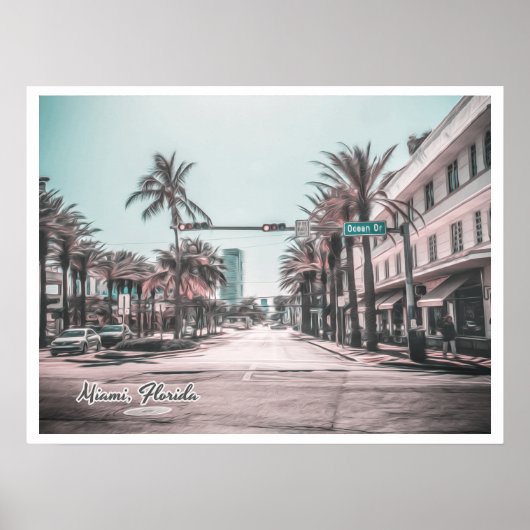 MIAMI FLORIDA OCEAN DR POSTER (Voorkant)