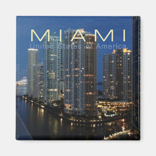 Miami Florida op Night Travel Photo Fridge Magnet