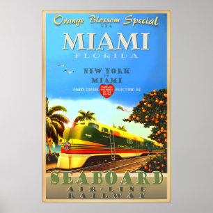 Miami Florida Oranje Bloesem Speciale Trein Kunst Poster