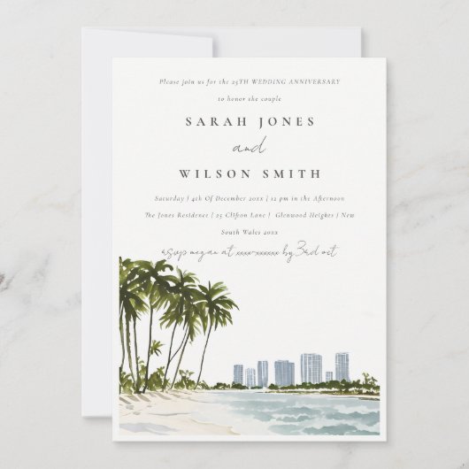 Miami Florida Palm Landscape Wedding Jubileum Kaart (Voorkant)