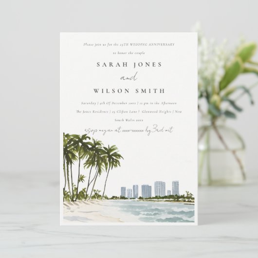 Miami Florida Palm Landscape Wedding Jubileum Kaart (Staand voorkant)