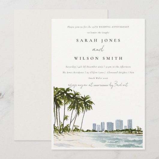Miami Florida Palm Landscape Wedding Jubileum Kaart (Voorkant / Achterkant)