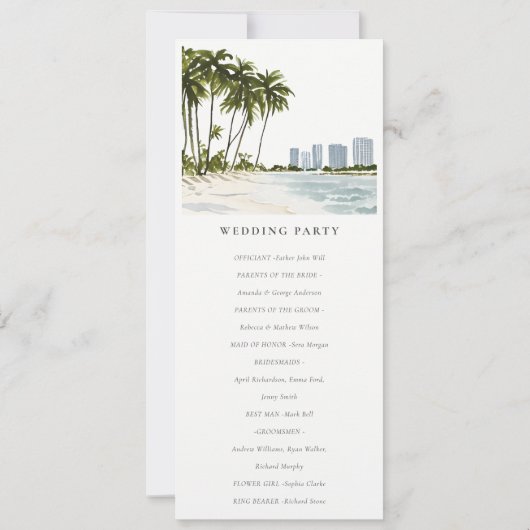 Miami Florida Palm Landscape Wedding Program Kaart (Achterkant)