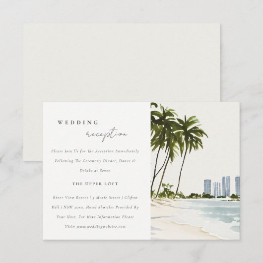 Miami Florida Palm Landscape Wedding Reception Informatiekaartje (Voorkant / Achterkant)