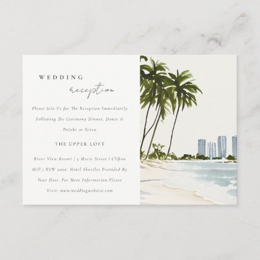Miami Florida Palm Landscape Wedding Reception Informatiekaartje (Voorkant)