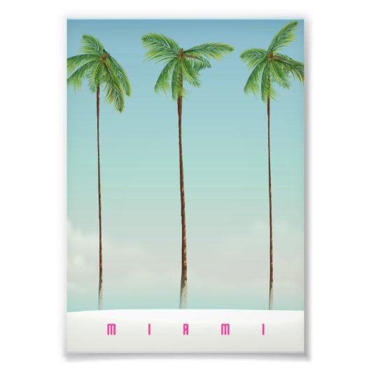 Miami, Florida palm reisposter. Foto Afdruk (Voorkant)