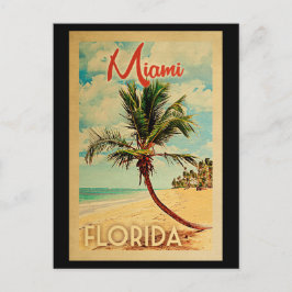 Miami Florida Palm Tree Beach Vintage Travel Briefkaart
