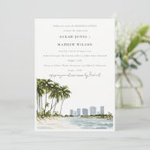Miami Florida Palm Trees Beach Rehearsal Dinner Kaart (Staand voorkant)