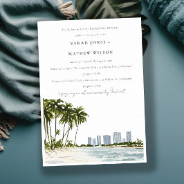 Miami Florida Palm Trees Beach Rehearsal Dinner Kaart