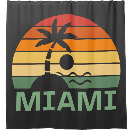 Miami Florida  Palm Trees Summer Beach Douchegordijn (Voorkant)