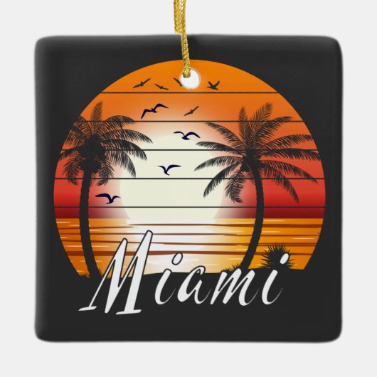  Miami Florida Palm Trees Summer Beach Keramisch Ornament (Voorkant)