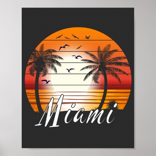  Miami Florida Palm Trees Summer Beach Poster (Voorkant)