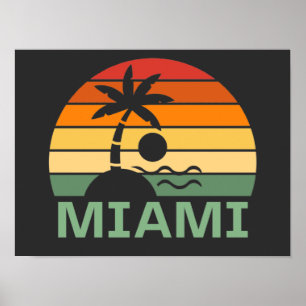 Miami Florida Palm Trees Summer Beach Poster