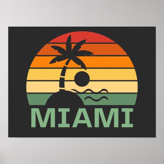 Miami Florida Palm Trees Summer Beach Poster (Voorkant)