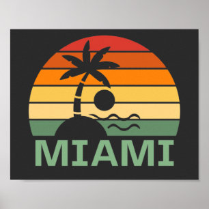Miami Florida  Palm Trees Summer Beach Poster