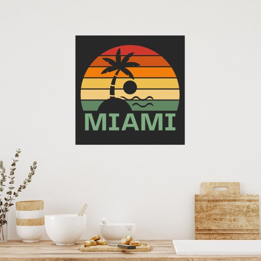 Miami Florida  Palm Trees Summer Beach Poster (Keuken)