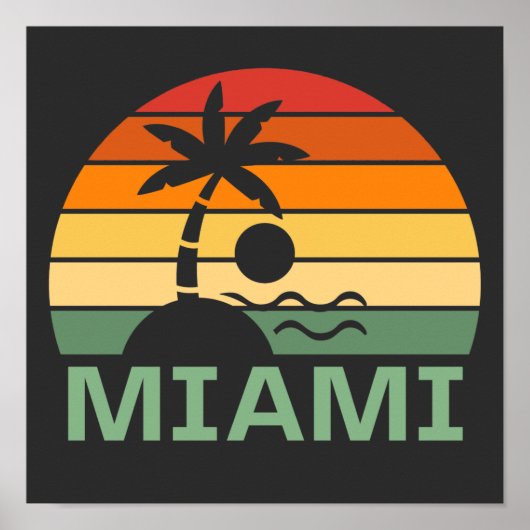 Miami Florida Palm Trees Summer Beach Poster (Voorkant)
