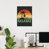 Miami Florida  Palm Trees Summer Beach Poster (Thuiskantoor)