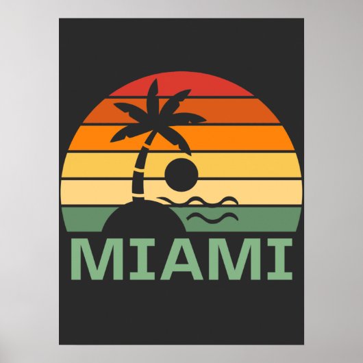 Miami Florida  Palm Trees Summer Beach Poster (Voorkant)
