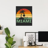 Miami Florida Palm Trees Summer Beach Poster (Thuiskantoor)