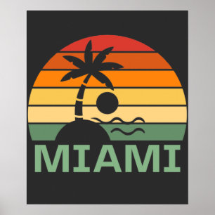 Miami Florida Palm Trees Summer Beach Poster