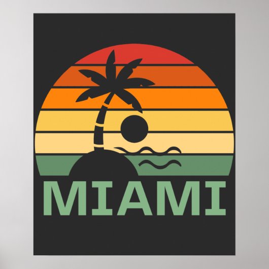 Miami Florida Palm Trees Summer Beach Poster (Voorkant)