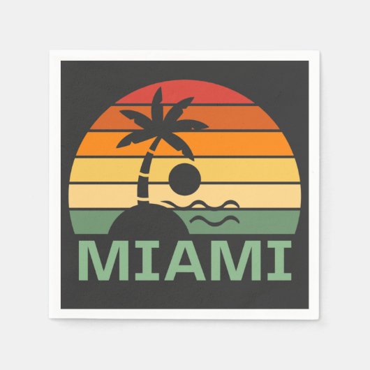 Miami Florida  Palm Trees Summer Beach Servet (Voorkant)
