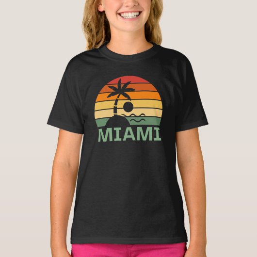 Miami Florida  Palm Trees Summer Beach T-shirt (Voorkant)