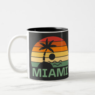 Miami Florida  Palm Trees Summer Beach Tweekleurige Koffiemok