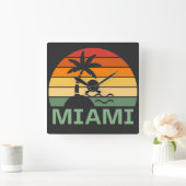 Miami Florida  Palm Trees Summer Beach Vierkante Klok (Huis)