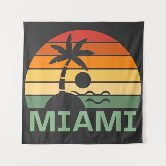 Miami Florida Palm Trees Summer Beach Wandkleed (Voorkant)