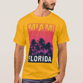 Miami Florida Palm Trees Sunset 90s Reizen T-shirt