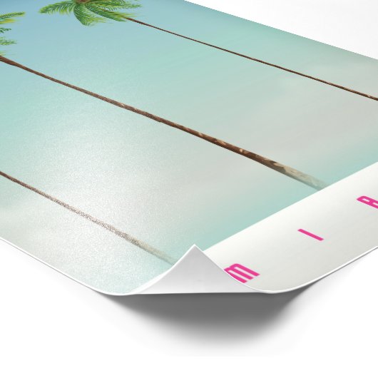 Miami, florida palmreisposter. foto afdruk (Hoek)