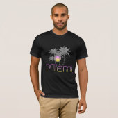 Miami, Florida Palms Cool Black Neon T-shirt (Voorkant volledig)