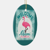 Miami Florida Pink Flamingo Retro Keramisch Ornament (Rechts)