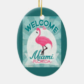 Miami Florida Pink Flamingo Retro Keramisch Ornament (Achterkant)