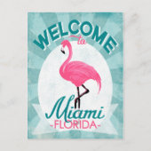 Miami Florida Pink Flamingo -  Retro Travel Briefkaart (Voorkant)