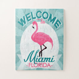 Miami Florida Pink Flamingo -  Retro Travel Legpuzzel
