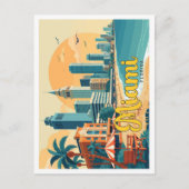 Miami Florida Pop Art Travel Illustratie Briefkaart (Voorkant)