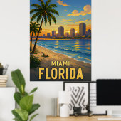 Miami Florida Reis Cadeau Poster (Thuiskantoor)