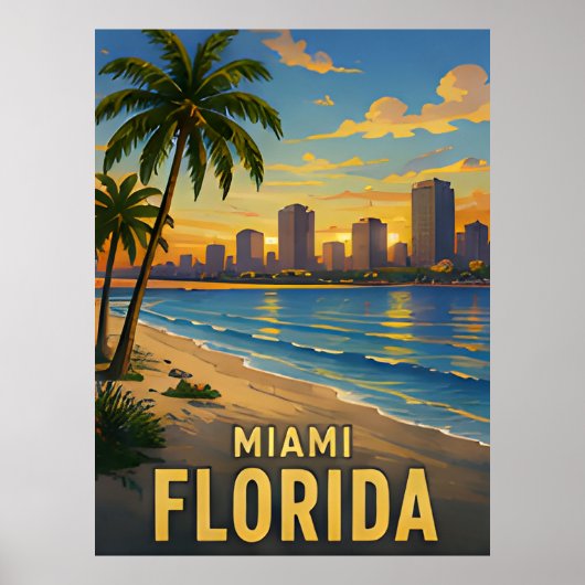 Miami Florida Reis Cadeau Poster (Voorkant)