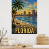 Miami Florida Reis Cadeau Poster (Keuken)