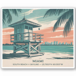 Miami Florida Reizen South Beach Minimalistische R Sticker