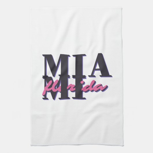 Miami Florida - Retro Bold Typography Graphic Theedoek (Verticaal)
