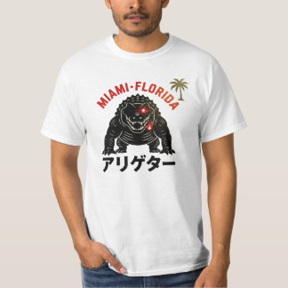 Miami Florida Retro Kaiju Alligator Japanese Style T-shirt