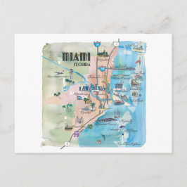 Miami Florida Retro Map Briefkaart