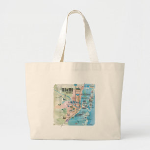 Miami Florida Retro Map Grote Tote Bag
