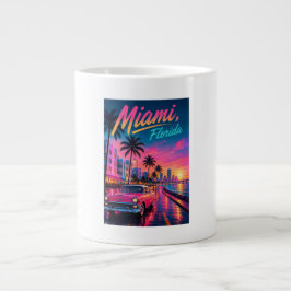 Miami Florida Retro Neon Zonsondergang Reizen Grote Koffiekop