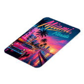 Miami Florida Retro Neon Zonsondergang Reizen Magneet (Linkerzijde)
